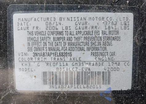 2014 Nissan Sentra S from USA, damaged, VIN 3N1AB7AP1EL682015